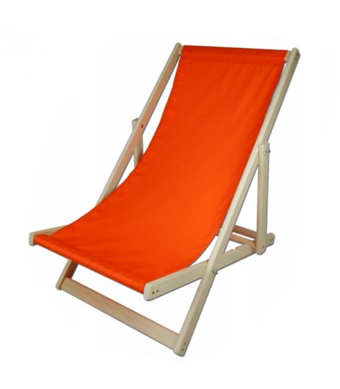 Leżak z drewna pomarańczowa tkanina